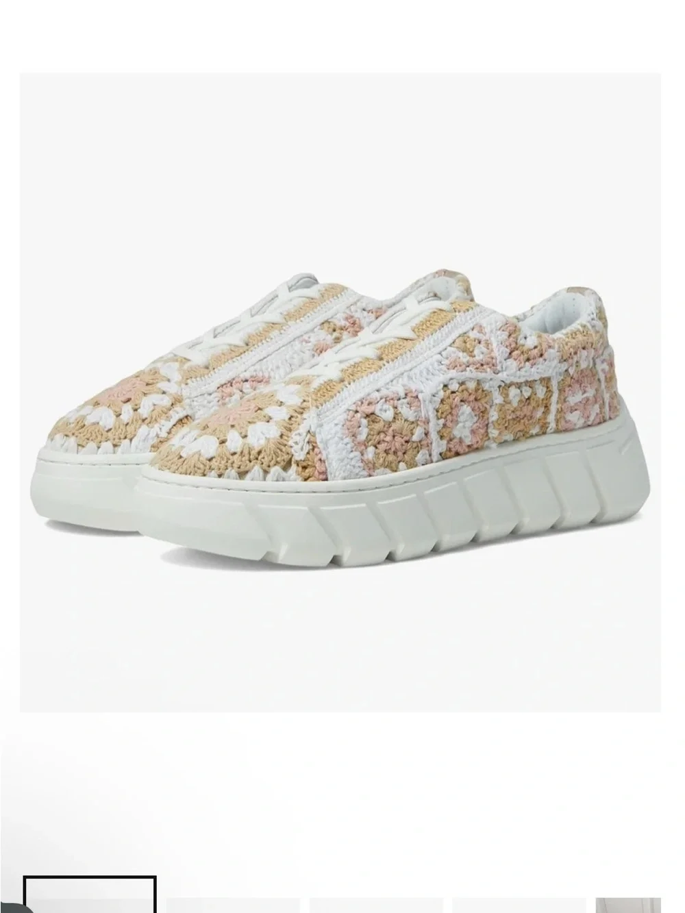 Free People Catch Me Uf You Can Crochet Knit Lace-Up Sneakers in Cream and Blush